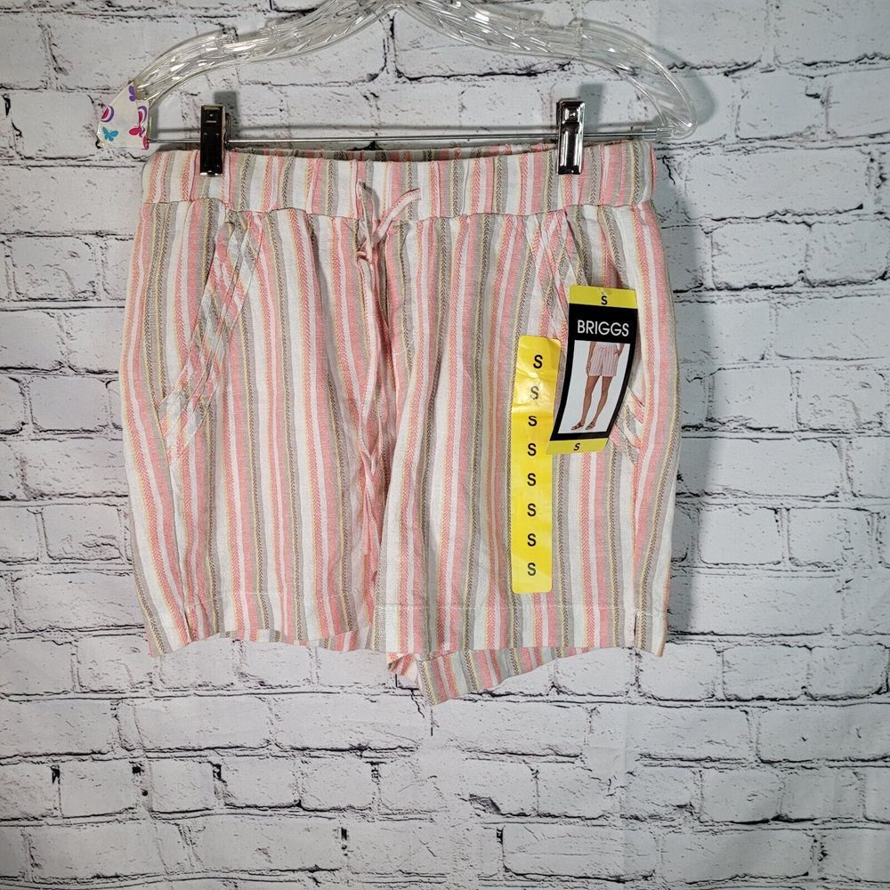 Briggs Women Smoked‎ Elastic Waist Linen Blend Short Comfortable, Size S